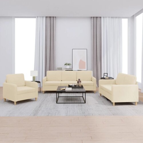  3-dijelni set sofa s jastucima krem od tkanine Cijene
