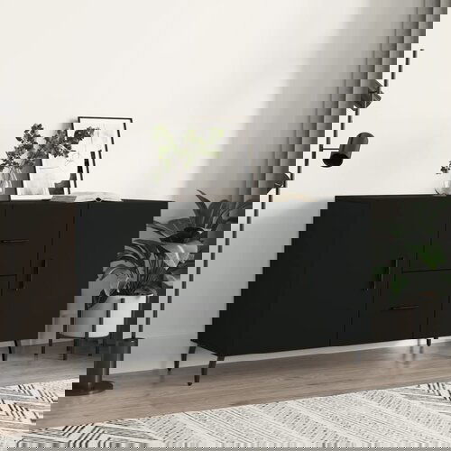 The Living Store Komoda črno 100x36x60 cm inženirski les - Komoda, (21662358) Cene