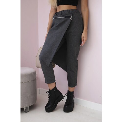 Włoski Punto Milano Winter trousers with a decorative zipper Graphite Cene