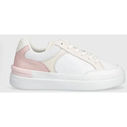 Tommy Hilfiger Usnjene superge EMBOSSED COURT SNEAKER roza barva, FW0FW07297