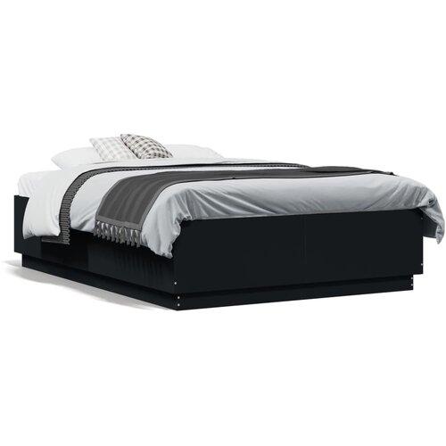 VidaXL Okvir kreveta s LED svjetlima crni 135 x 190 cm drveni Slike