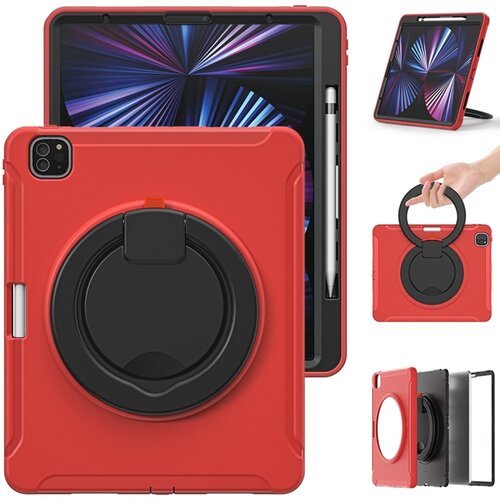 NIKCORP Ovitek za iPad Mini 6 8.3&amp;quot; s 360&amp;deg; vrtljivim stojalom, držalom za pisalo in za&amp;scaron;čito pred udarci, trislojen, rdeče barve, (5000139121) Slike