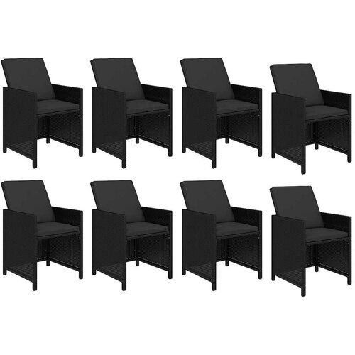  9-dijelni vrtni blagovaonski set s jastucima crni od poliratana Crna Dužina stola 219 cm Slike
