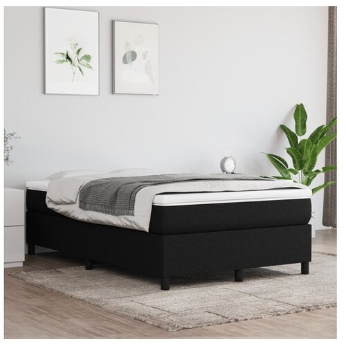  Box spring postelja z vzmetnico črn 120x200 cm blago Cene