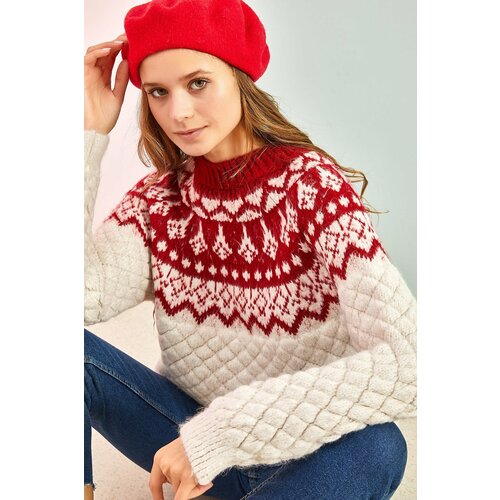 Bianco Lucci Women's Patterned Knitwear Sweater Slike
