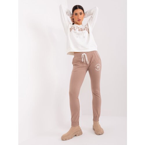 Fashion Hunters Ecru - Dark Beige Tracksuit with Sweatshirt Cene