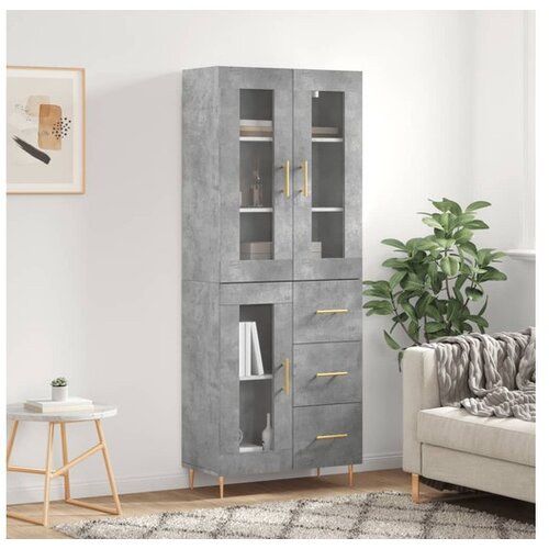 vidaXL Visoka komoda siva betona 69 5x34x180 cm od konstruiranog drva Cijene