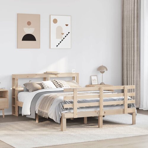 vidaXL Posteljni okvir z vzglavjem 150x200 cm trdna borovina Cene