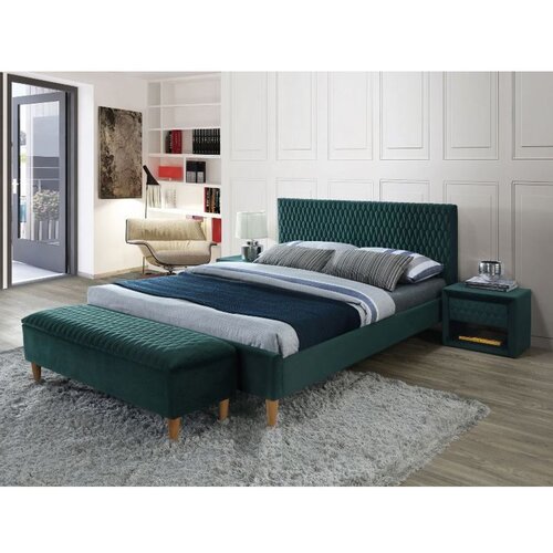 Molarem Home tapecirani krevet AZURRO 200x180 cm - baršun - zeleni Cijene
