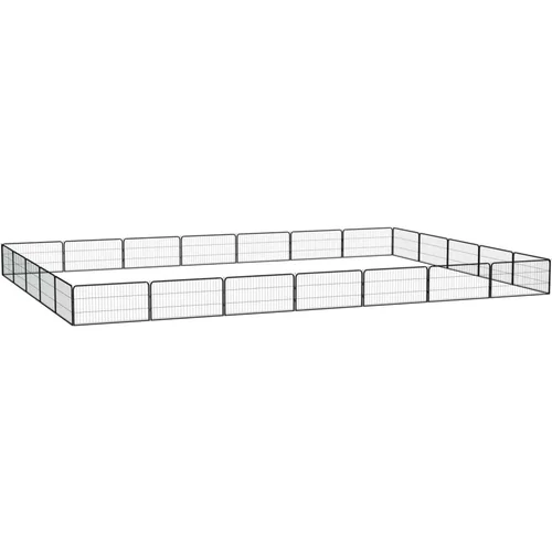  Ograda za pse s 24 panela crna 100 x 50 cm čelik obložen prahom