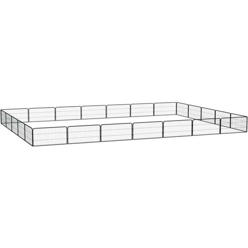  Pasja ograda s 24 paneli črna 100x50 cm pra&scaron;no barvano jeklo - - črna - 39.6 - 700 x 500 x 50 cm - 2025- Cene