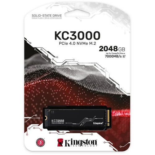 Kingston SSD 2TB KC3000M.2, NVMe PCIe Gen 4.0R/W : 7000/7000MB/s Slike