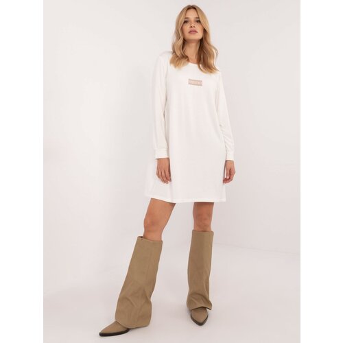 Fashionhunters Ecru women&amp;#039;s sweatshirt dress Slike