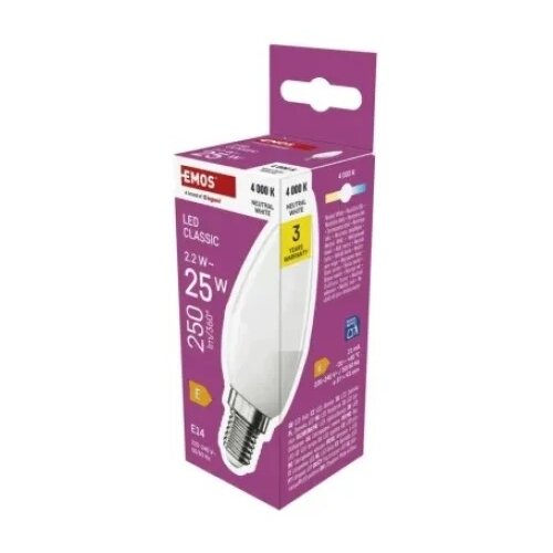  Led sijalica classic candle 2,2w(25w) 250lm e14 nw emos zq3e03 ( 3813 ) Slike