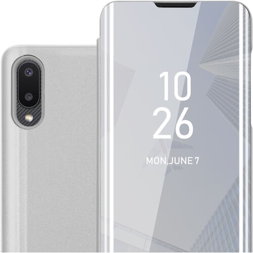 Cadorabo Ohi&amp;scaron;je, združljiv s Samsungom v Agate Silver - Clear View Zrcalo Za&amp;scaron;čitni pokrov s funkcijo stojala 360 stopinj za&amp;scaron;čita, (20568023) Slike