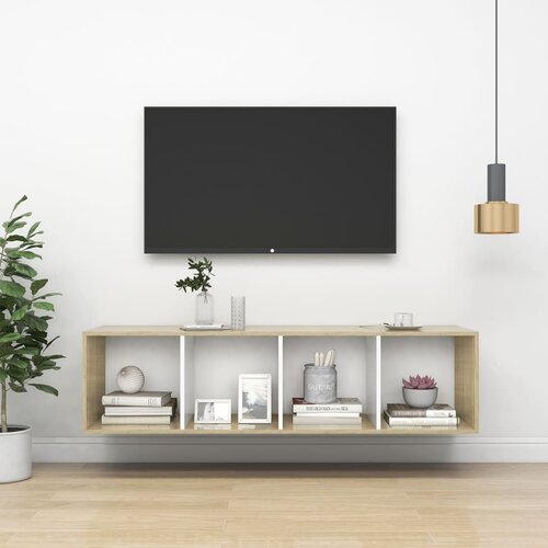 The Living Store Stenska TV omarica sonoma hrast in bela 37x37x142,5 cm - TV Omarica, (21376475) Slike