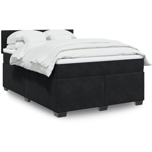 vidaXL Box spring postelja z vzmetnico črna 160x200 cm žamet Cene