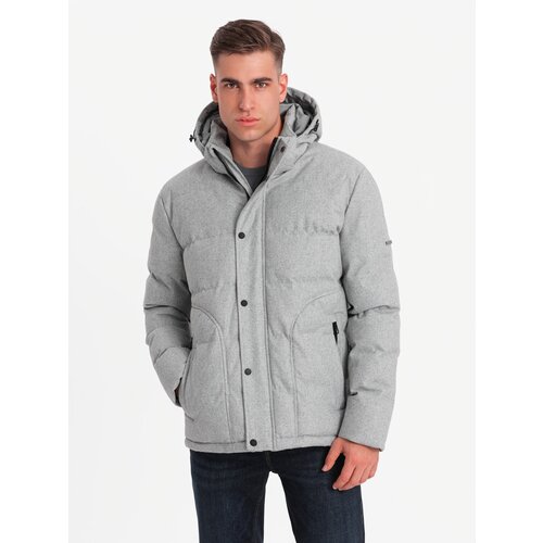 Ombre Men's lightweight jacket with mesh lining and hood - grey Cijene