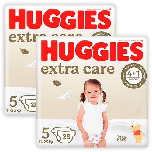 Huggies duo Pack Extra Care Jumbo Pelene za bebe, 5, 11-25kg, 2x28 komada Slike