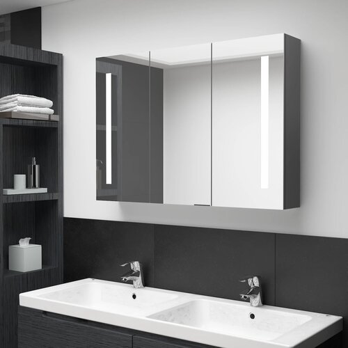 Furnova LED kopalniška omarica z ogledalom 89x14x62 cm siva, (21947457) Cene