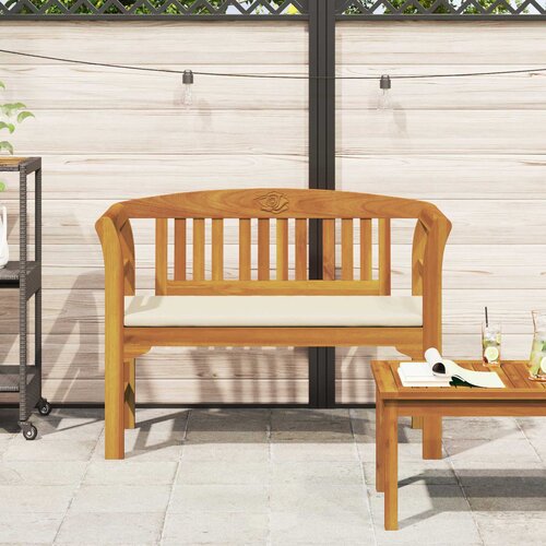  Klupa s ružama s jastukom Krem bijela 114 x 46 x 82,5 cm Slike