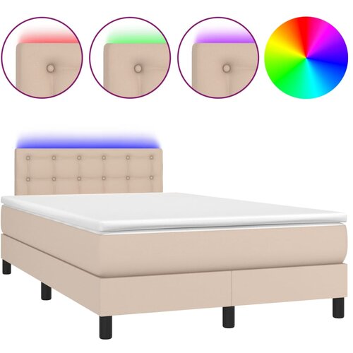  box spring madrac LED cappuccino 120x200cm umjetna koža Slike