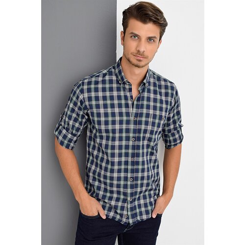 Dewberry G672 MEN&amp;#039;S SHIRT-NAVY-GREEN Slike