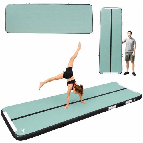 Gimnastička strunjača na napuhavanje s pumpom, 300 &amp;times; 100 &amp;times; 10 cm, zelena Slike