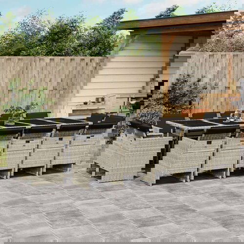 vidaXL 17-dijelni vrtni blagovaonski set s jastucima svijetlosivi Cene