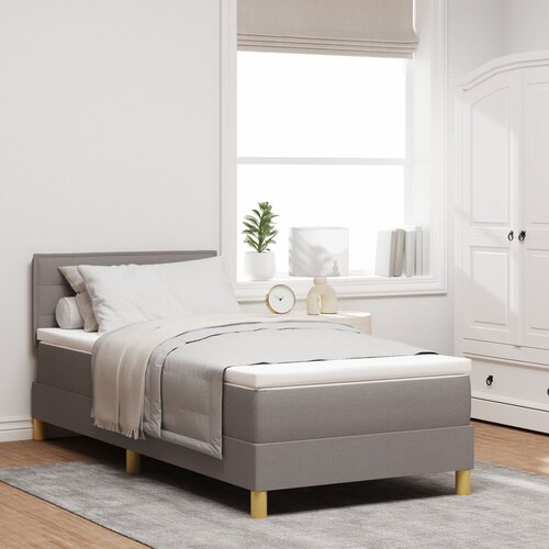 VidaXL Krevet s kutijom opruga s madracem i LED-om taupe 90x190 cm od tkanine Slike