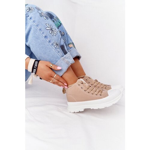 Boto Women&amp;#039;s High Sneakers On A Chunky Sole Light Brown Trissy Slike