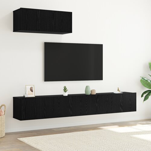 vidaXL Set TV kabineta u 3 dijela zidni crni hrast konstruirano drvo Cijene