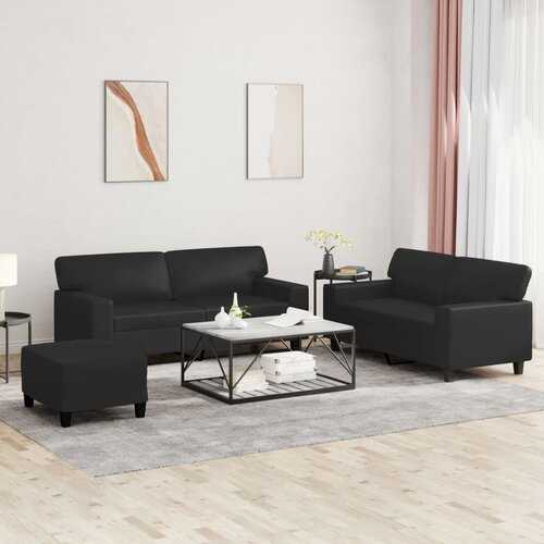  3-dijelni set sofa crna od umjetne kože Cene