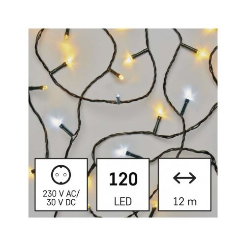 Emos led božična veriga, 12 m, zunanja in notranja, topla/hladna bela, časovnik D4AN05 Slike