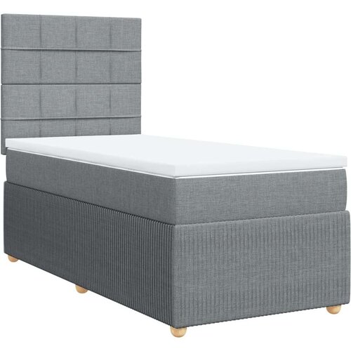 VidaXL Krevet s oprugama i madracem svjetlosivi 100x200 cm od tkanine Slike