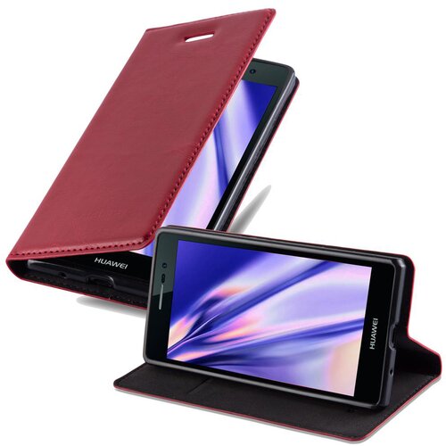 Cadorabo Ohi&scaron;je, združljivo z Huawei ASCEND P7 v rdeče jabolko - Za&scaron;čitni ovitek z magnetnim zapiranjem, stoječo funkcijo in režo za kartice, (20560789) Cene