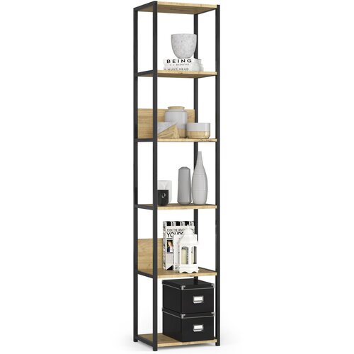 AKORD Metalna loft polica 40 cm - črna-umetniški hrast - 6 polic, (21714263) Cene