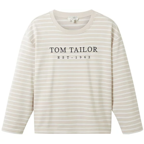 Tom Tailor Sweater majica kameno siva / crna / bijela