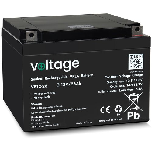 VOLT POLSKA AGM Battery Voltage 12V 26Ah VE12-26 (Lifespan 6-9 years) Slike