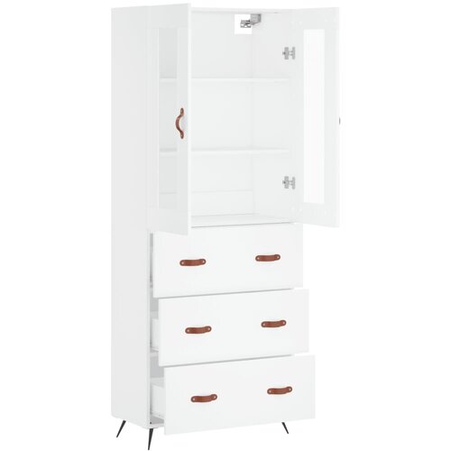  Visoka komoda bijela 69,5x34x180 cm konstruirano drvo Slike