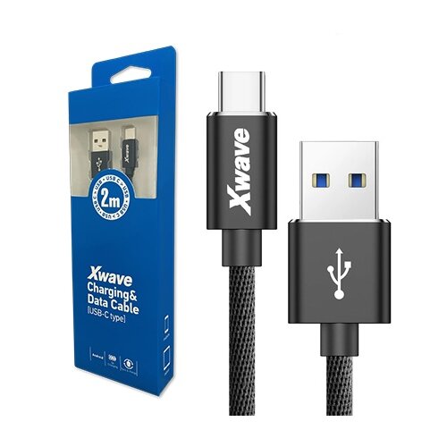 X Wave KABLOVI KABL USB TIP C NA TIP A 2M CRNI PLETENI Cene