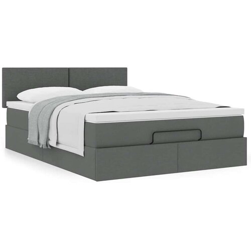 VidaXL otomanski krevet s madracem tamnosivi 140x190cm od tkanine Slike