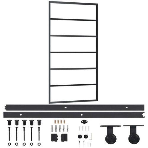 VidaXL Klizna vrata s priborom ESG staklo i aluminij 102 x 205 cm Slike