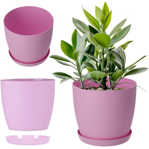 KADAX cvetlični lonec s krožnikom plastični lonec 14 cm pokrov rože roza mat, (5000353202) Cene