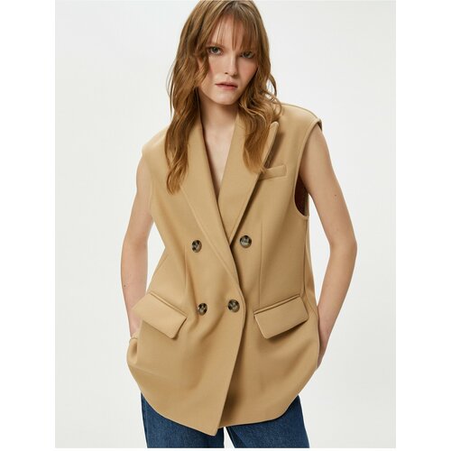 Koton Double Breasted Vest with Buttoned Flap Pocket Detail Slike