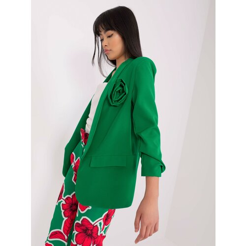 Fashion Hunters Green elegant jacket with flower Cene
