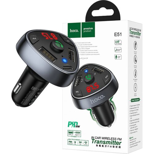 hoco. Hoco FM modulator, Bluetooth, 12/24 V, 2xUSB, 1xtype C, PD 18W - E51 Road treasure Cijene