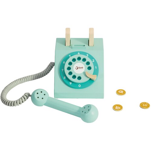 Classic World Drvena igračka Plavi retro telefon Slike