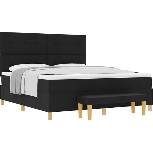  Krevet s opruga kutije s uzglavljem Crna 200 x 180 cm tkanina Slike