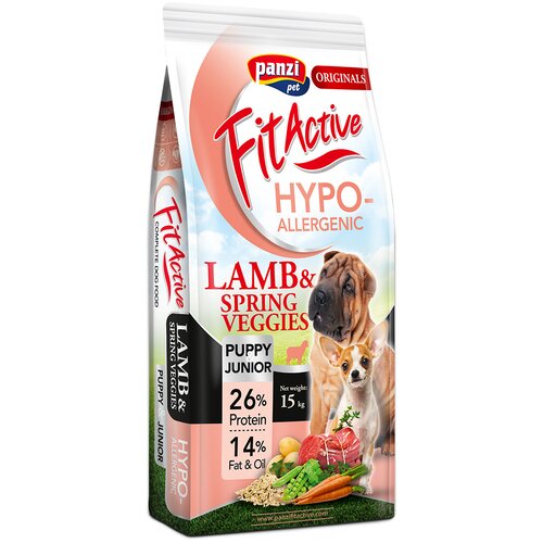  FitActive Originals Puppy Hypoallergenic z jagnjetino in spomladansko zelenjavo - 15 kg Cijene